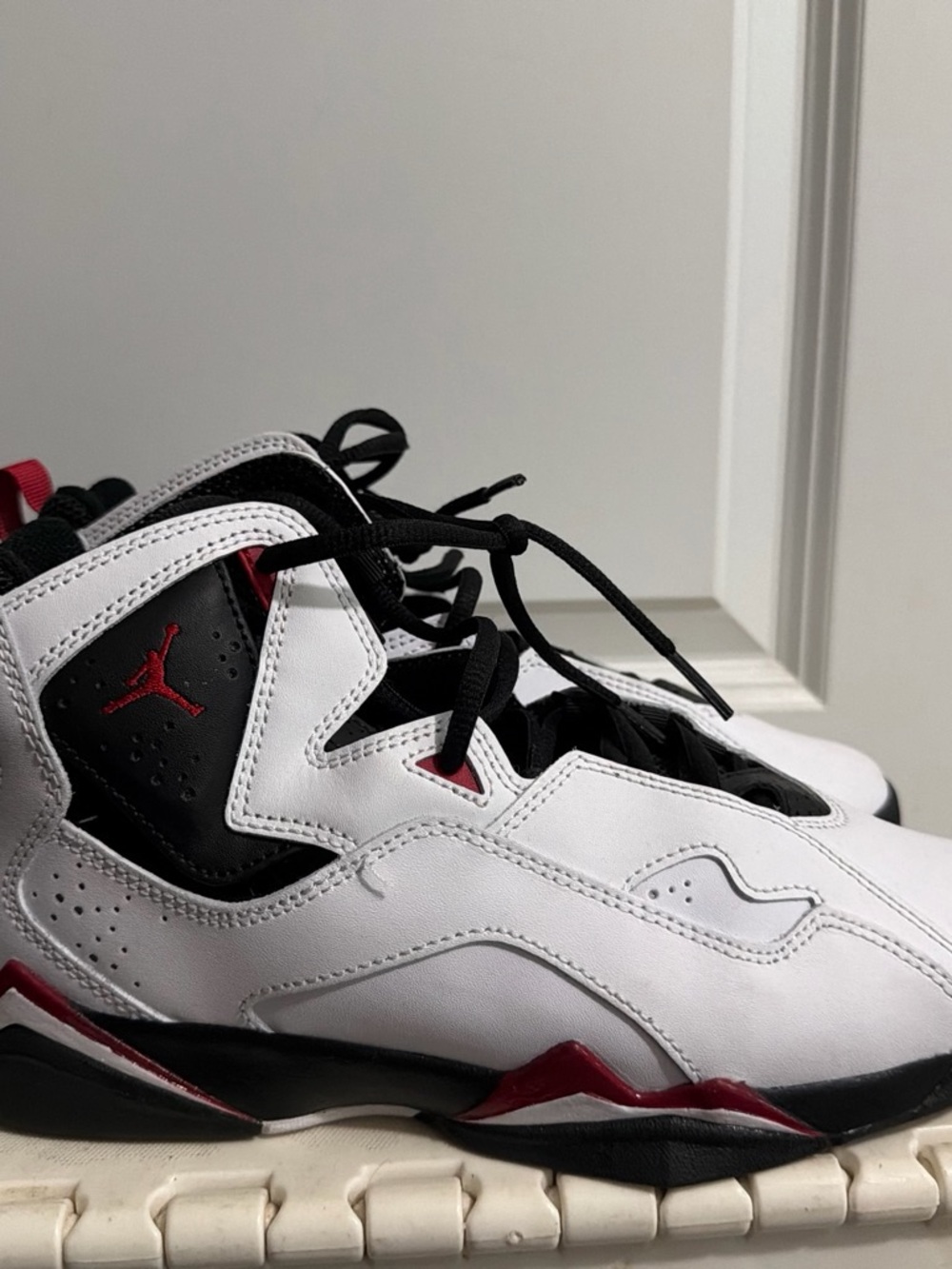 Jordan Kids White Black Red Retro Basketball Sneakers